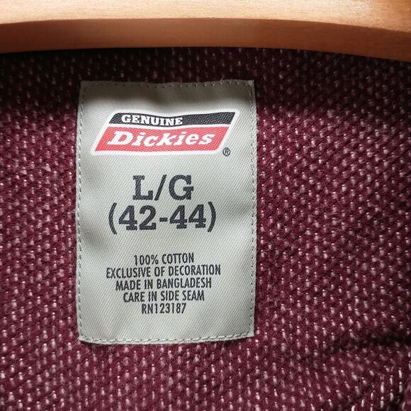 Dickies Men's Button Up Shirt Red Large Long Sleeve Chest Pocket Cotton Casual - Picture 9 of 12